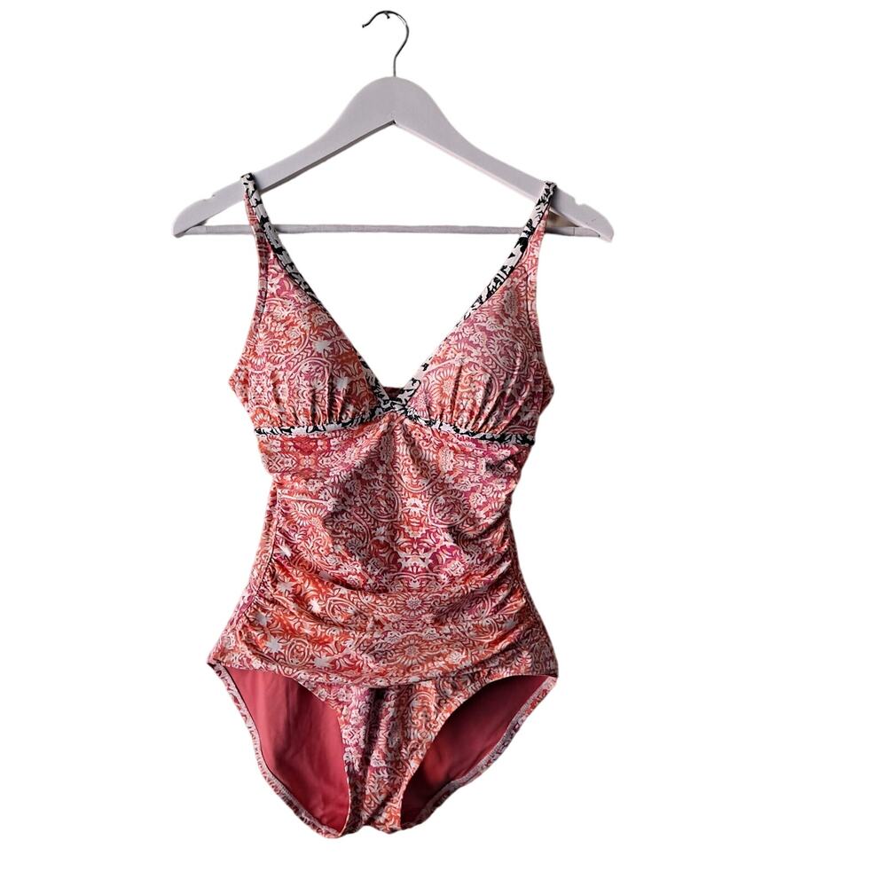 Tommy Bahama Coral Medallion One Piece Swimsuit Floral Print Swimwear Size 4